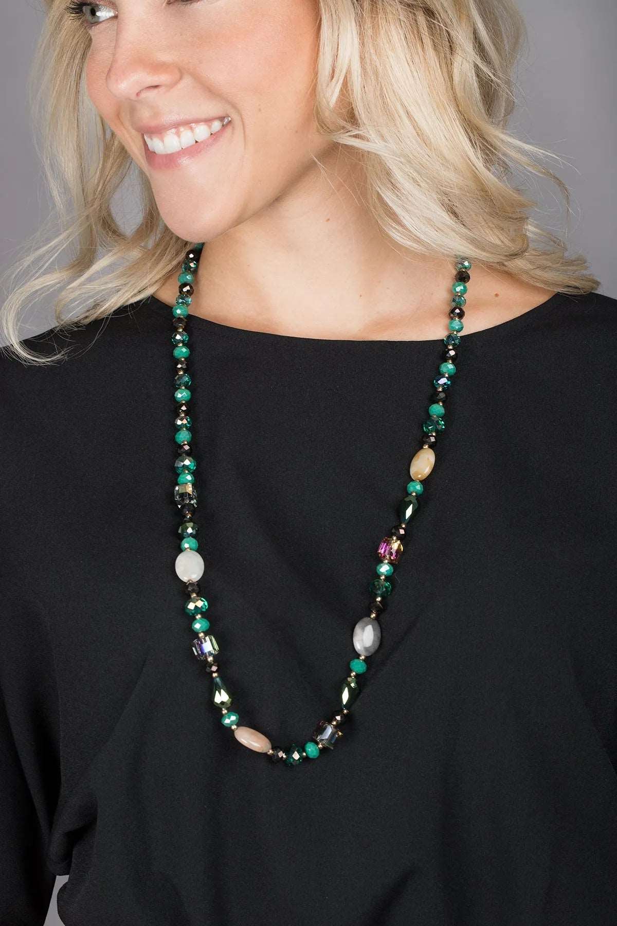 Elegant Beaded Multi-Strand Long Necklace for Women - Perfect for Boho, Party, and Wedding Accessories