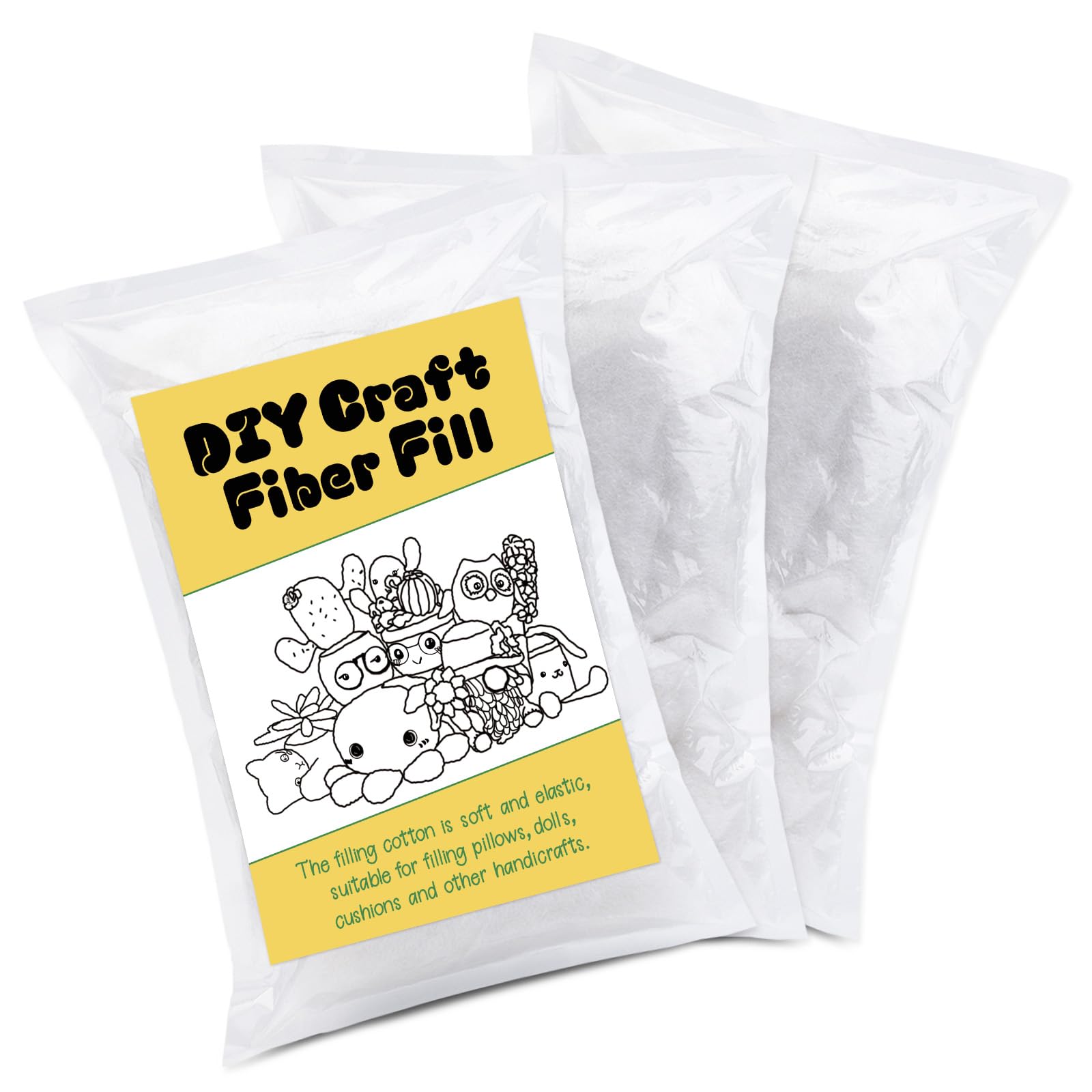 Premium Polyester Fiberfill Stuffing - 450g/1.0lb Soft Pillow & Stuffed Animal Filling for Crochet, DIY Crafts, Home Decor & Plush Toys - Hypoallergenic & Washable Fiber Batting