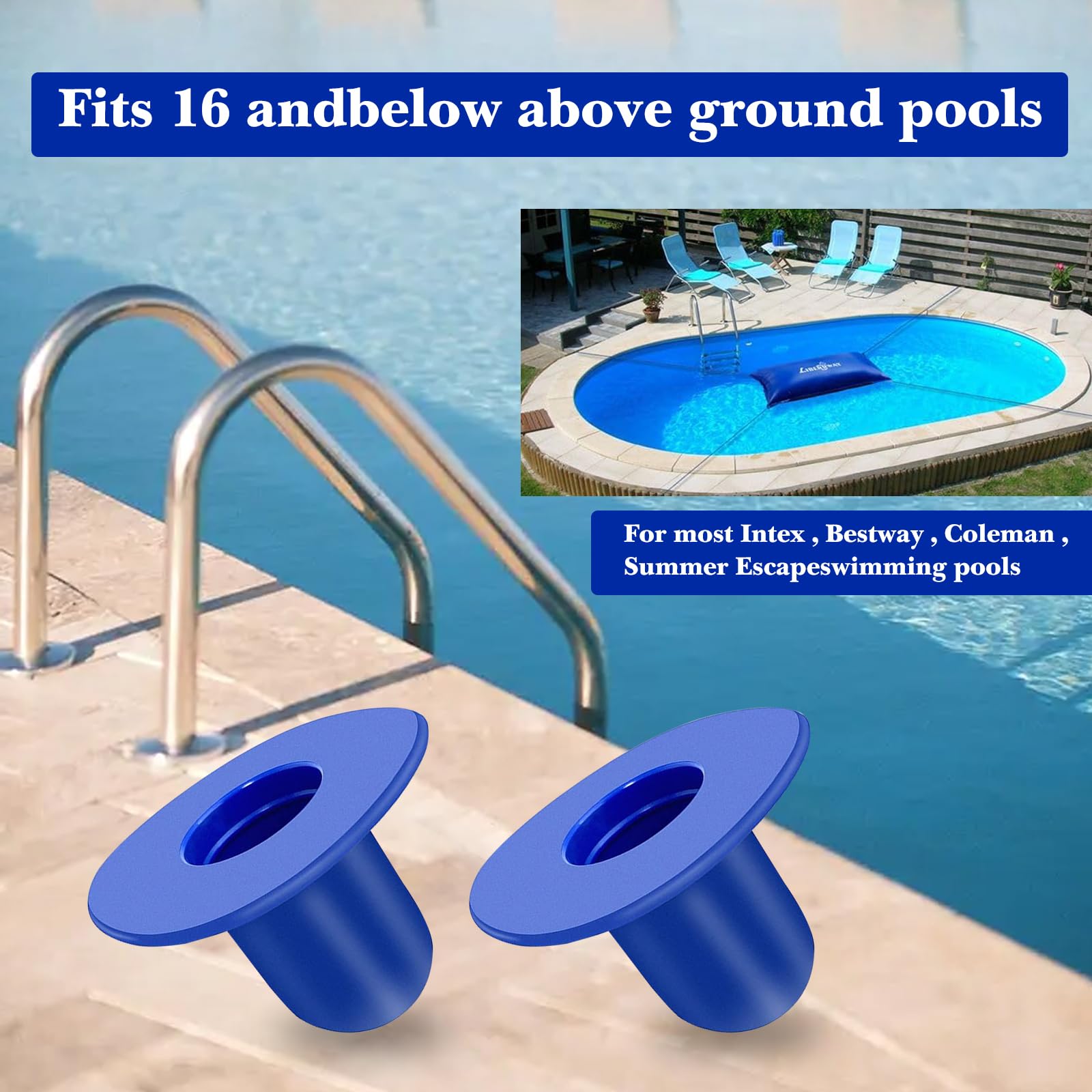 2 PCS 1.25 Inch Pool Pump Strainer Wall Plugs Replacement Parts - Blue Swimming Pool Fitting Filter Pump Strainer Hole Plug Stopper for Summer Escape Pools | Perfect for Pool Maintenance, Repair & Water Conservation