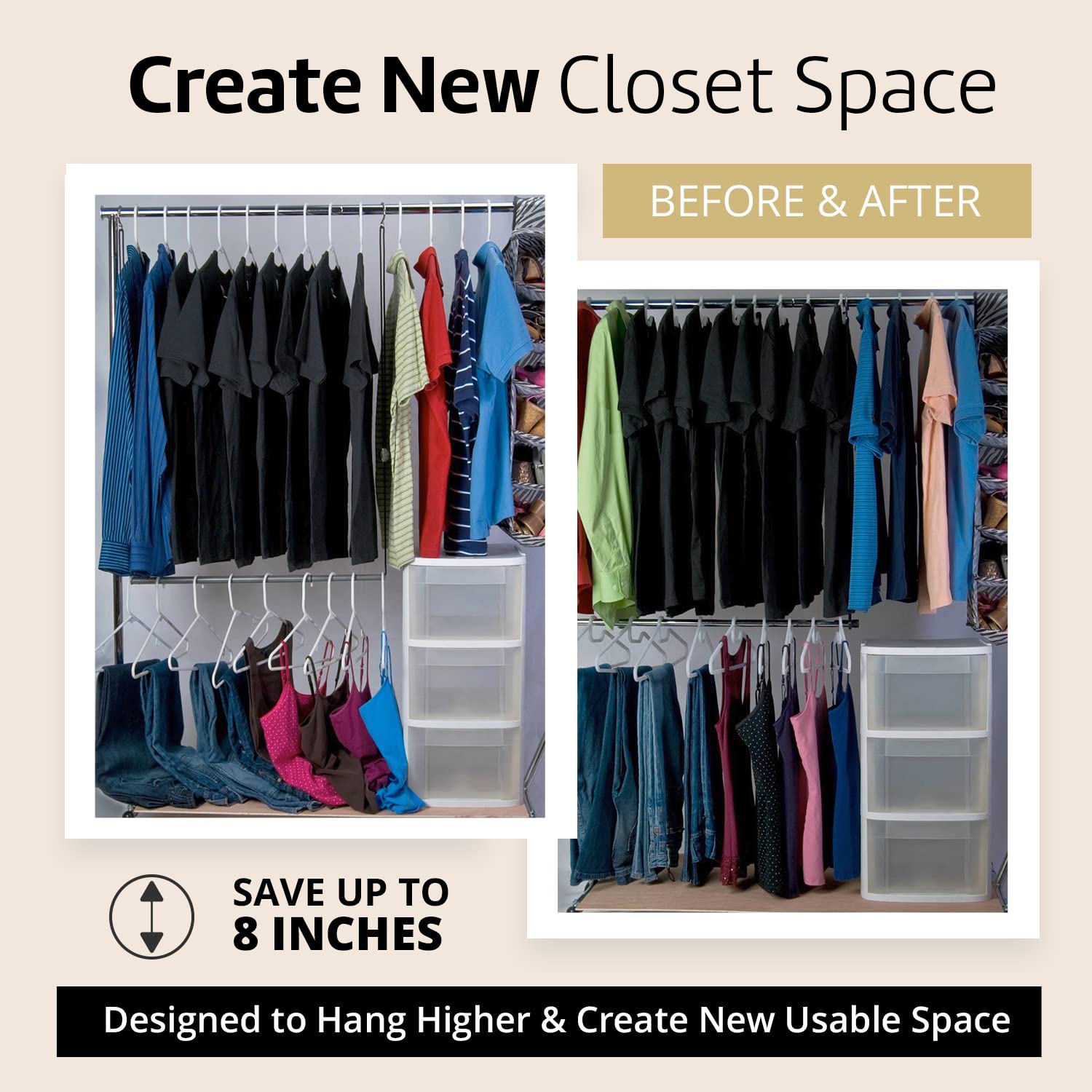 Higher Hangers BioHangers - 120 Pack Eco-Friendly Flaxseed Clothes Hangers | Space Saving Closet Organizer for Dorms, RV, Travel & Home | 17