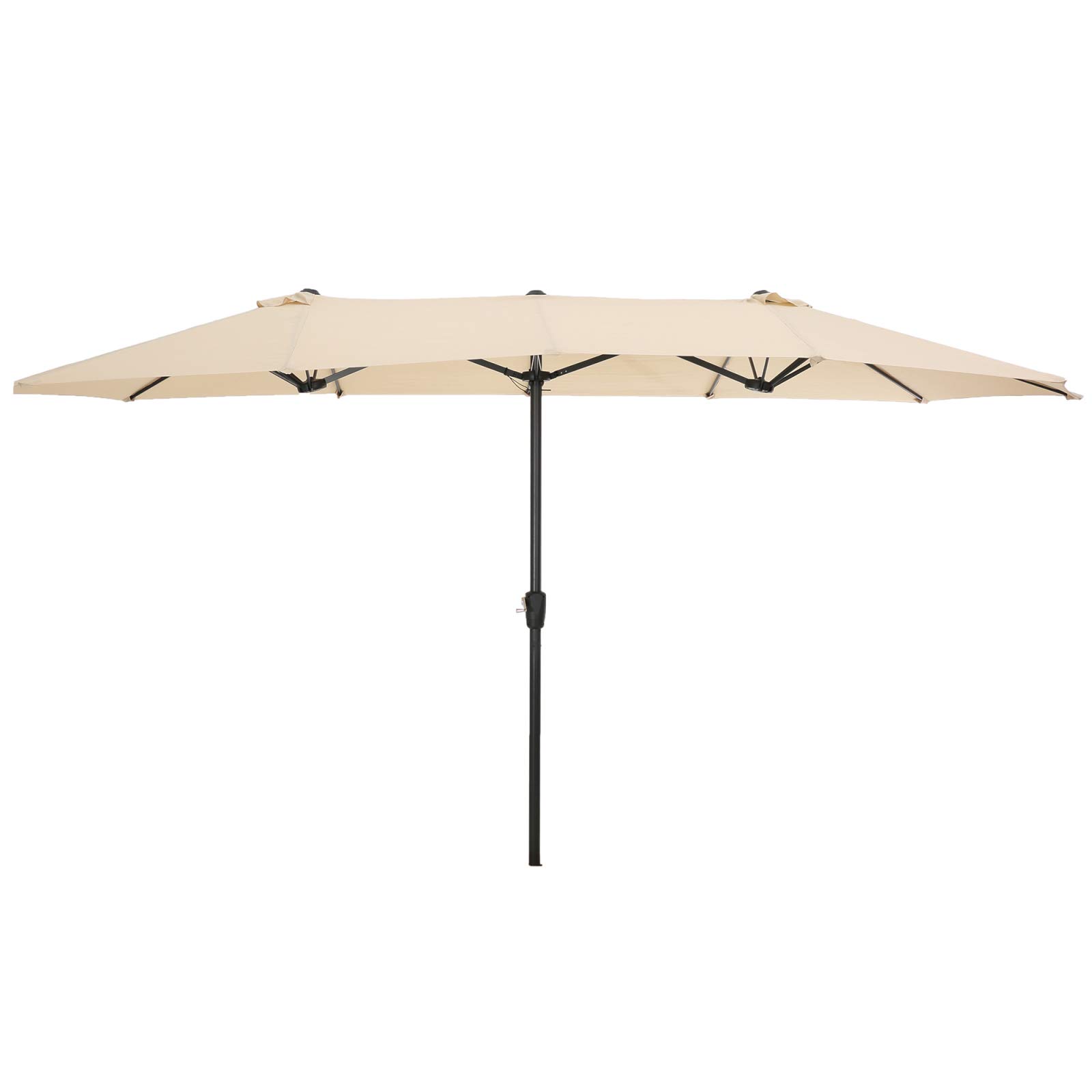 Takefuns 15x9ft Large Double-Sided Rectangular Outdoor Aluminum Twin Patio Market Umbrella with Crank - Tan - Perfect for Poolside, Backyard, Restaurant & Beach Shade
