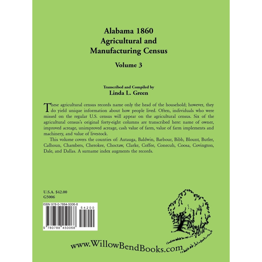 Alabama 1860 Agricultural and Manufacturing Census Volume 3 - Historical Genealogy Research & Southern US History Records for Ancestry Study