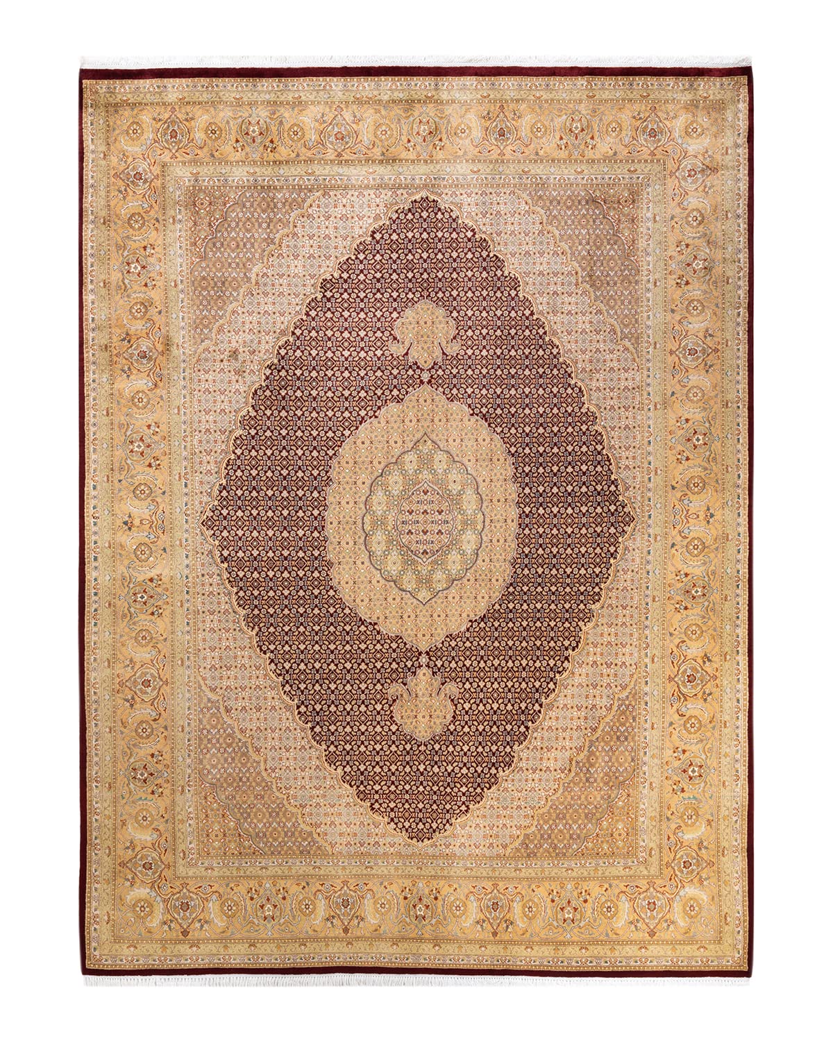 Handmade Wool Traditional Tribal Mogul Red 8x10 Area Rug - One of a Kind Hand-Knotted Solo Rugs for Living Room, Bedroom & Home Decor