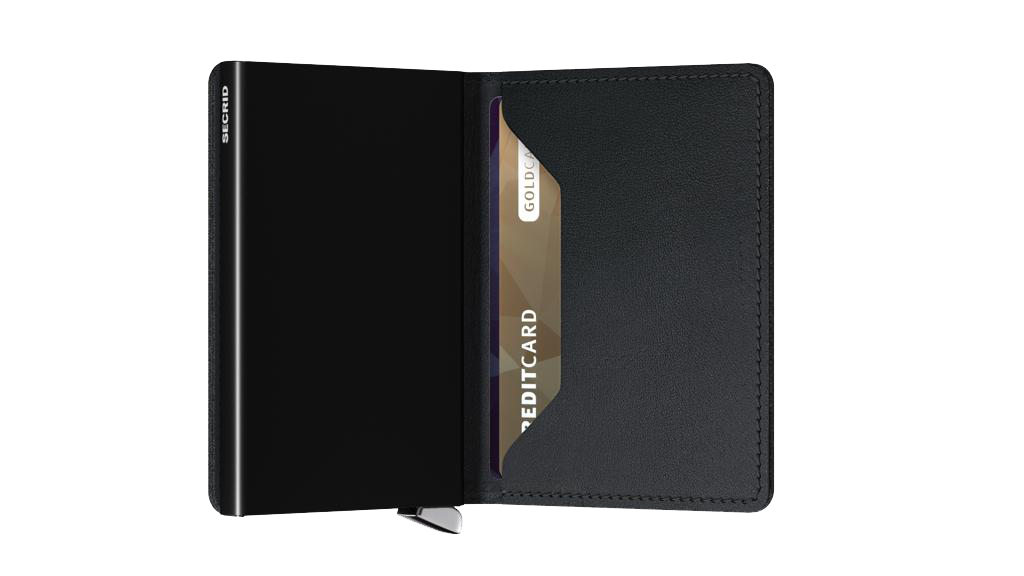 SECRID Premium Slim Wallet - RFID Blocking Leather Card Holder with Embossed Lines, Black - Perfect for Travel, Business & Everyday Use