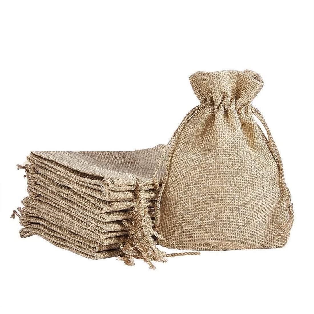 Eco-Friendly Jute Linen Pouches - Reusable Gift Bags for Birthday, Wedding & Party Favors - Handmade Potli Bags for Jewelry, Cosmetics & Small Gifts - Perfect for Festive Occasions & Sustainable Packaging