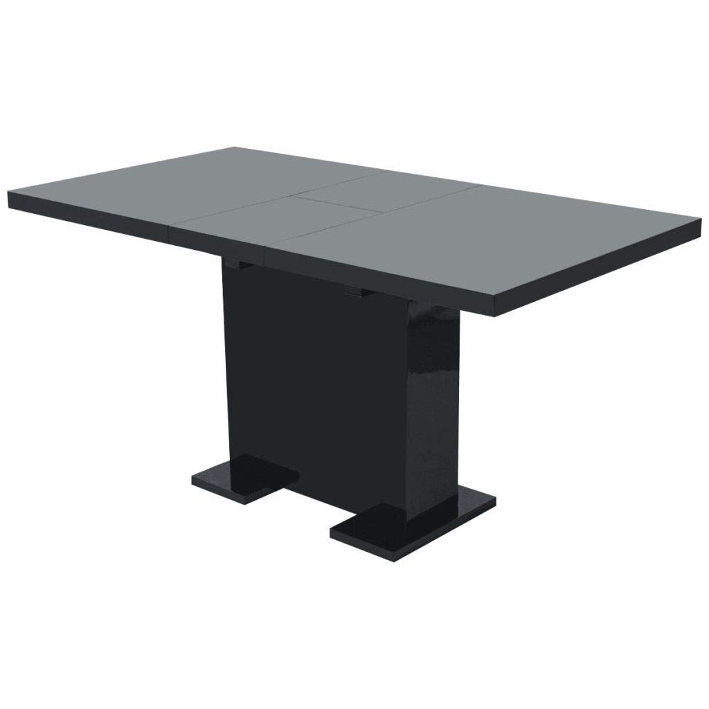 FAMIROSA Extendable Dining Table - Space Saving Kitchen & Living Room Table with Pedestal Base, Black | Perfect for Small Apartments, Family Gatherings & Dinner Parties
