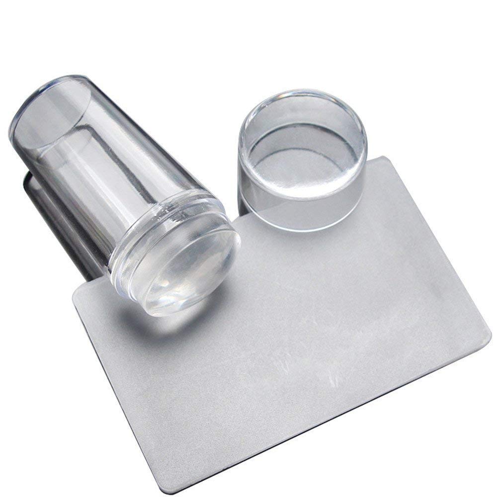 Red Square Soft Silicone Jelly Nail Stamper & Scraper Set - Professional Nail Art Tool with Lid & Large Scraper for DIY Nail Stamping Plates - Perfect for Salon, Home Manicure & Nail Art Designs