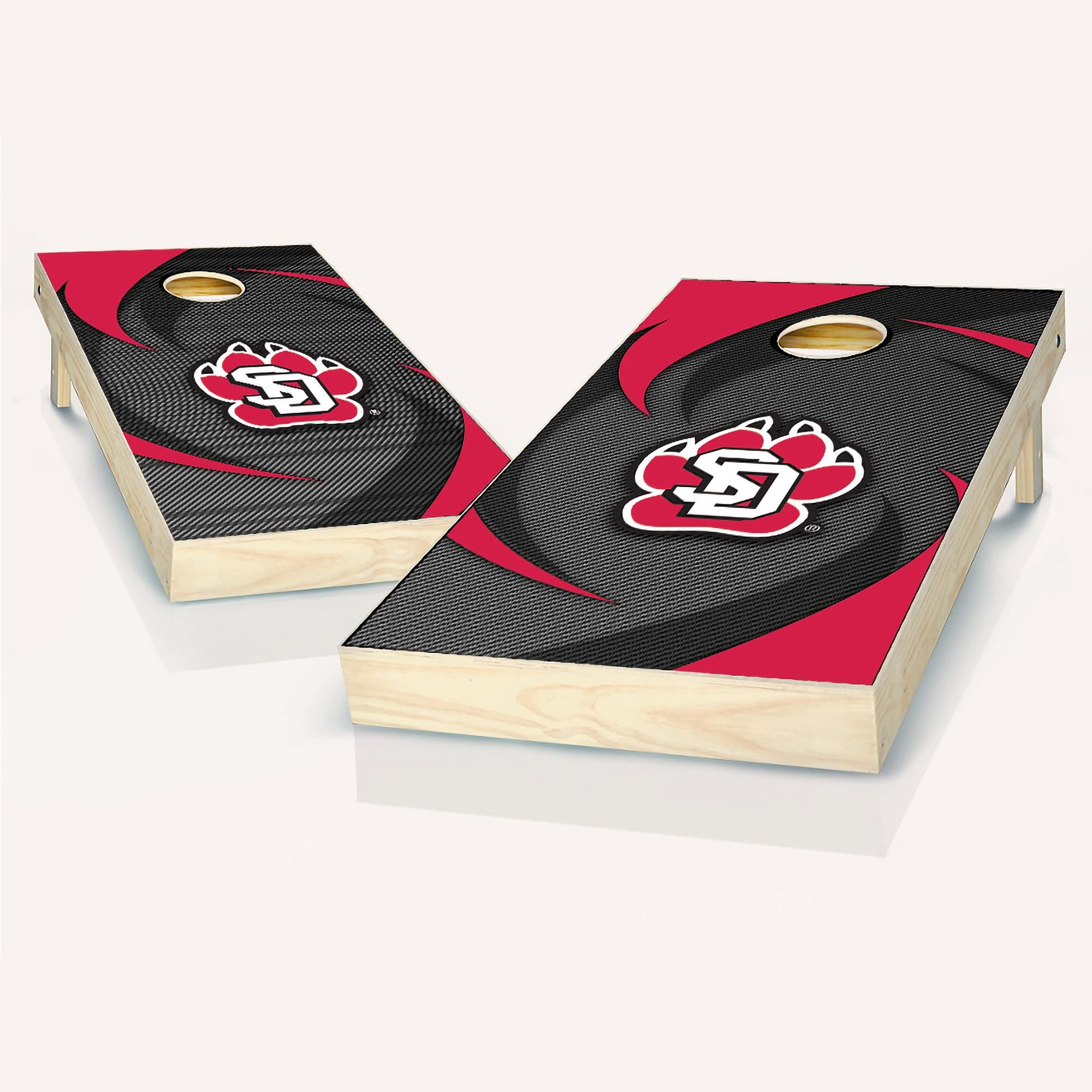 Skip's Garage South Dakota Swoosh Cornhole Board Set - Custom Team Logo Regulation Size Cornhole Game Boards for Backyard, Tailgating, and Outdoor Parties - Premium Cornhole Set for Adults and Kids
