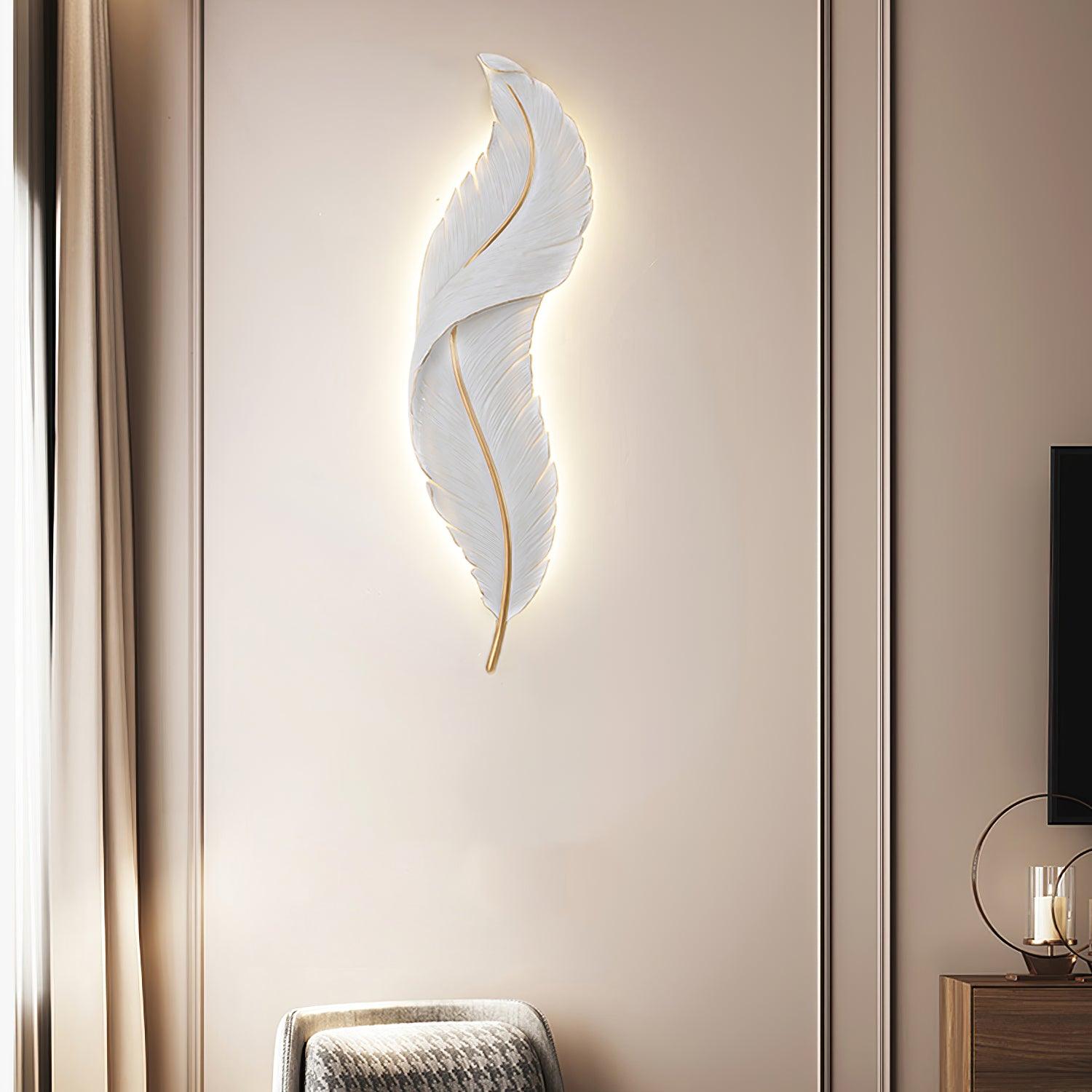 Feather Wall Lamp - Elegant Boho Bedroom Lighting for Home Decor, Living Room, Nursery & Office | Soft Ambient Light for Relaxation & Cozy Atmosphere