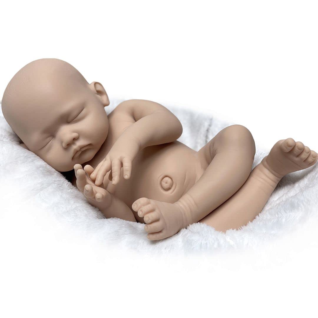 ACESTAR 18 Inch Unpainted Reborn Baby Doll Kit - Solid Platinum Sleeping Silicone Doll for Artists to Paint (G702C) - Perfect for Doll Collecting, Custom Painting, and Gift Giving