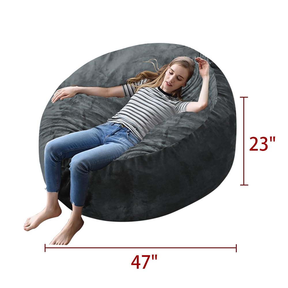 4FT Big Bean Bag Chair for Adults - Memory Foam Filled, Ultra Soft Plush Lounge Chair - Perfect for Living Room, Bedroom, Dorm & Game Room - Comfortable Reading & Relaxation Chair (Blue)