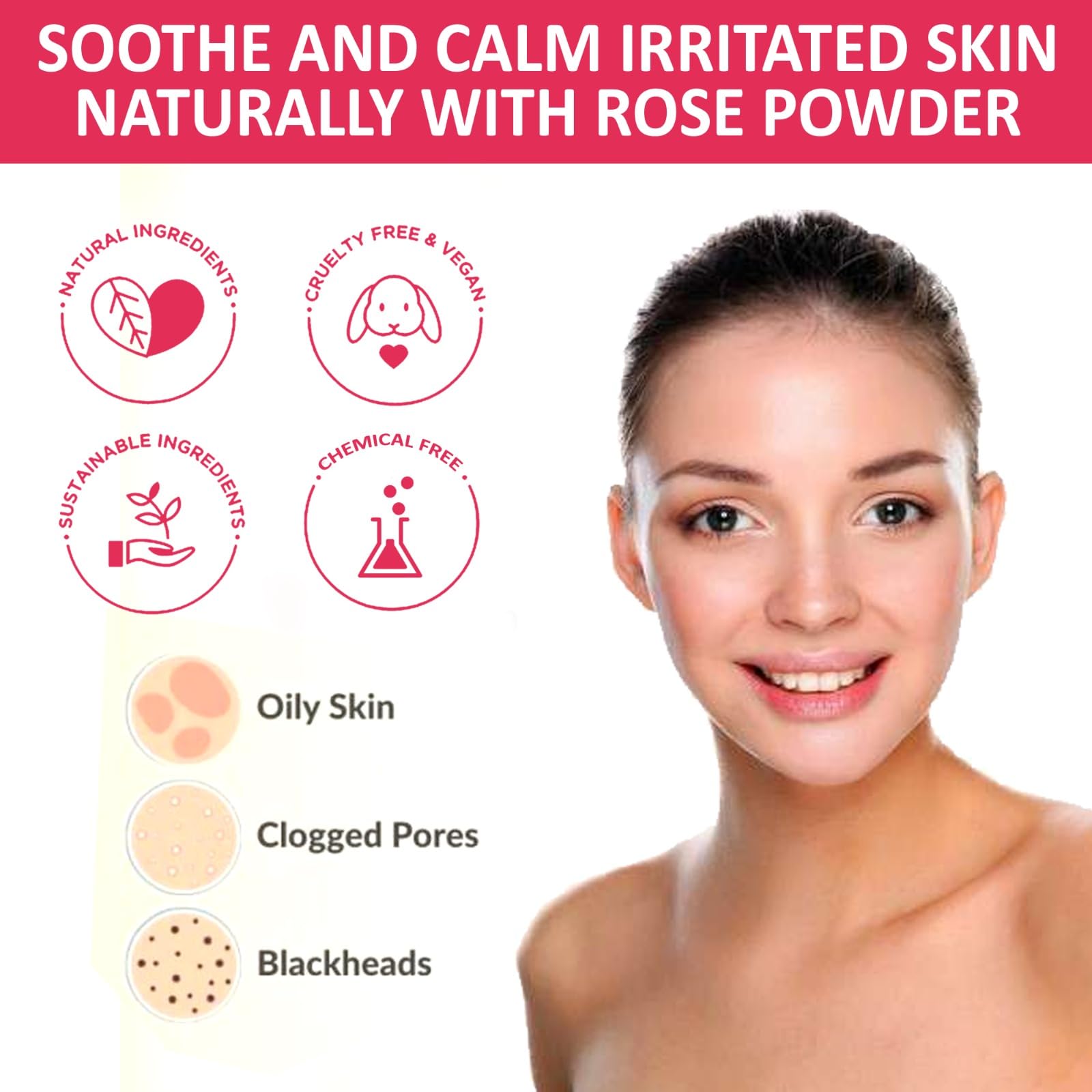 7 DAYS Pure & Natural Rose Petal Powder for Face & Skin Care - 100g Organic Face Mask for Tan Removal & Glowing Complexion | DIY Facial Treatment for Brightening & Hydration