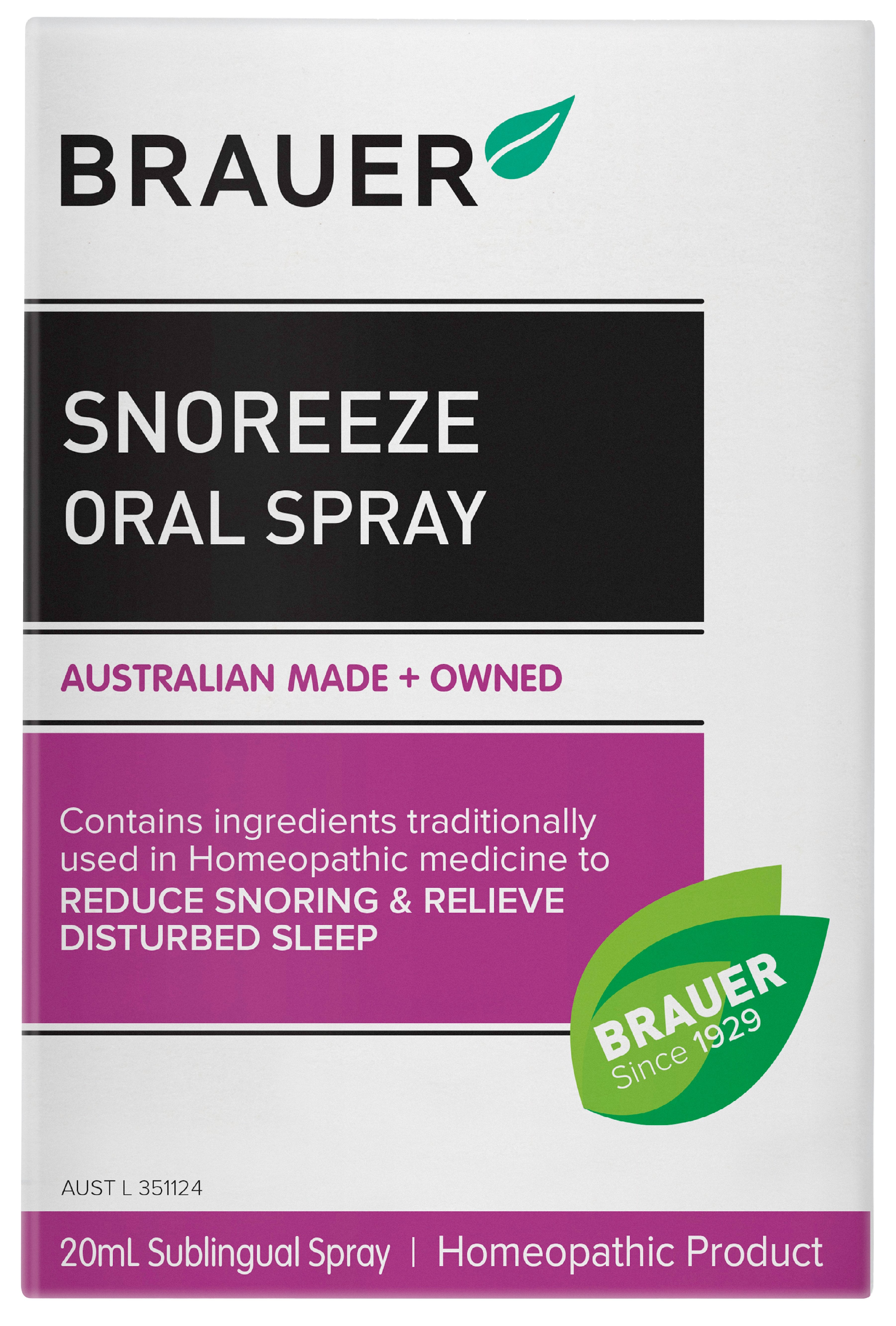 Brauer Snoreeze Oral Spray for Snoring Relief - Fast-Acting Natural Formula for Better Sleep | Nighttime Use for Adults & Travel