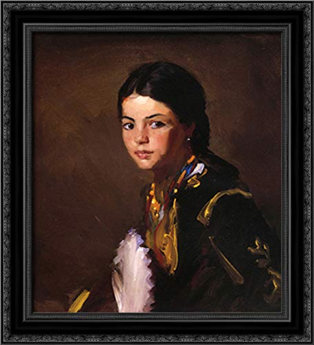 Robert Henri Segovian Girl 20x22 Black Ornate Wood Framed Canvas Art - Perfect for Living Room, Bedroom & Office Wall Decor