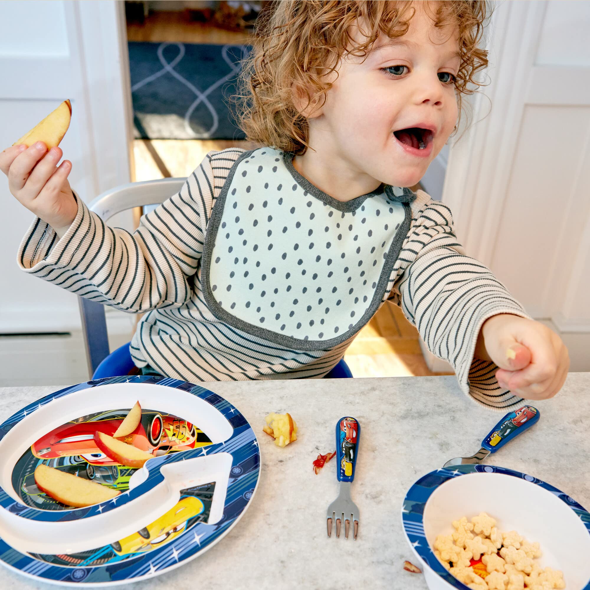 Disney Pixar Cars Toddler Dinnerware Set - 4-Piece Plates & Utensils for Kids | Fun Mealtime Essentials for Boys | Perfect for Birthday Gifts & Preschool Lunch