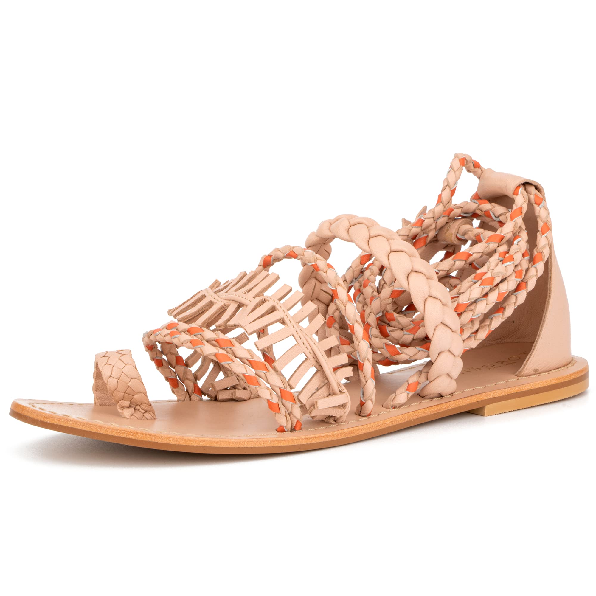 Torgeis Women's Aurelia Strappy Lace Up Toe Ring Thong Flats Sandals - Comfortable Round Open Toe Summer Shoes with Non-Slip Rubber Outsole | Perfect for Beach, Vacation, and Casual Outings