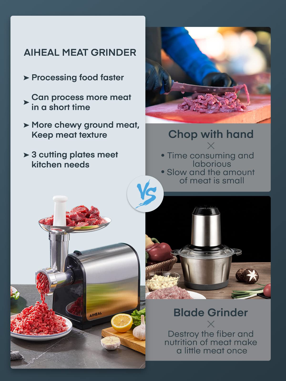 **3200W Heavy Duty Electric Meat Grinder & Sausage Stuffer - 3 Sausage Tubes, 2 Blades, 3 Plates - Stainless Steel Home Kitchen Meat Processor for Ground Beef, Sausages & More**    *(Perfect for Home Chefs, Butchers & BBQ Enthusiasts – Make Fresh Burgers, Sausages & Pet Food Easily!)*