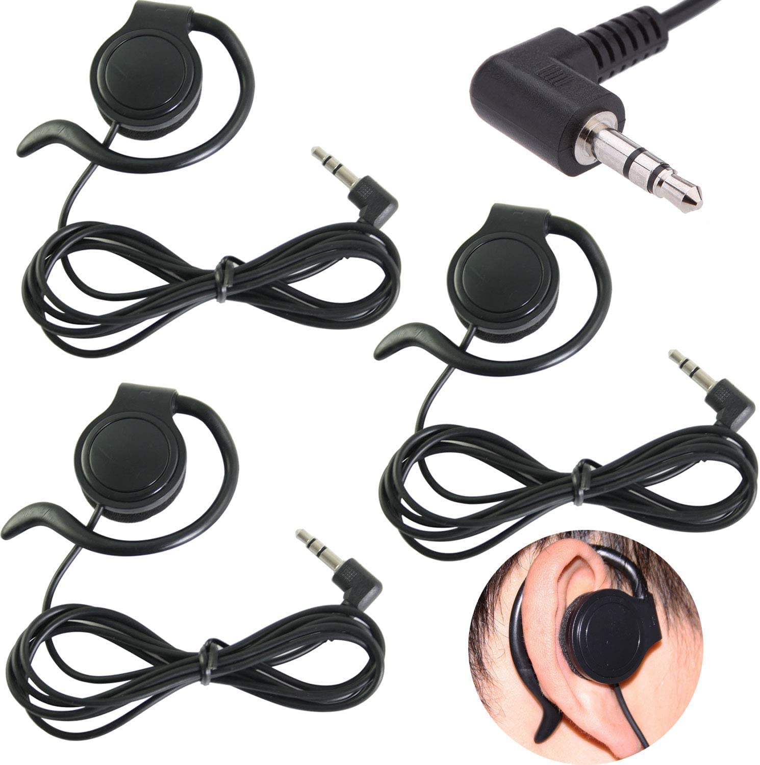 EXMAX SEP-01 Sports Stereo Headphones - 3.5mm Single Side Ear Hook Bass Earphones with Mic - Bulk 100 Pack for Wireless Tour Guide Systems, MP3 Players, Laptops & Tablets - Perfect for Gym, Running, Cycling & Outdoor Activities