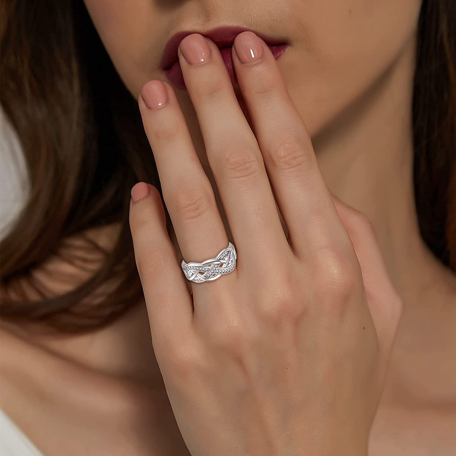 JO WISDOM Infinity Promise Ring - Sterling Silver CZ Engagement Band for Women | Wedding & Anniversary Gift