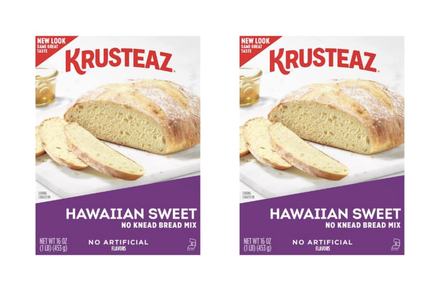 Krusteaz Artisan Hawaiian Sweet Bread Mix - No Knead, Easy to Make, Pack of 2 (16 oz Boxes) - Perfect for Homemade Sweet Bread, Dinner Rolls & Holiday Baking
