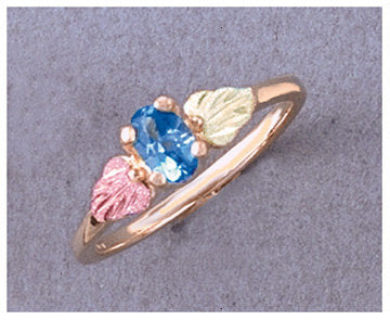 10kt Solid Gold Three-Tone Leaf Ring with Natural Amethyst, Citrine, Peridot & Topaz Gemstones - Oval Promise Ring Size 7 - Perfect for Anniversaries, Engagements & Special Occasions