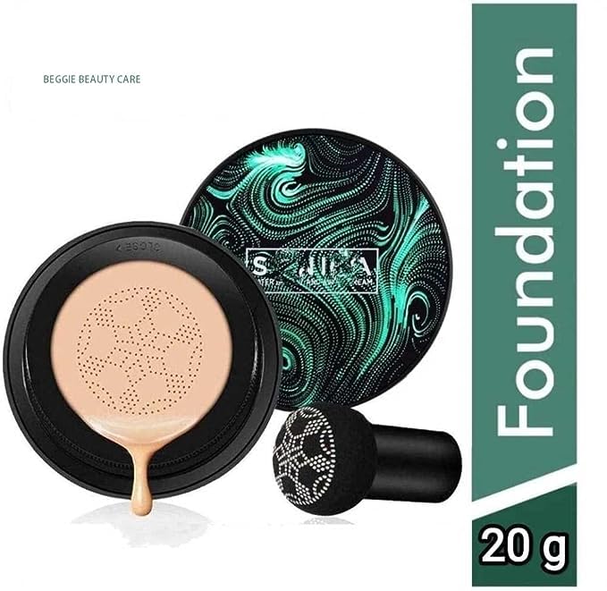 LANELLIE Air Cushion BB Cream - Full Coverage Waterproof Foundation with Concealer for Acne, Pimples & Dark Spots | Mushroom Sponge Applicator | Perfect for Daily Makeup & On-The-Go Touch Ups