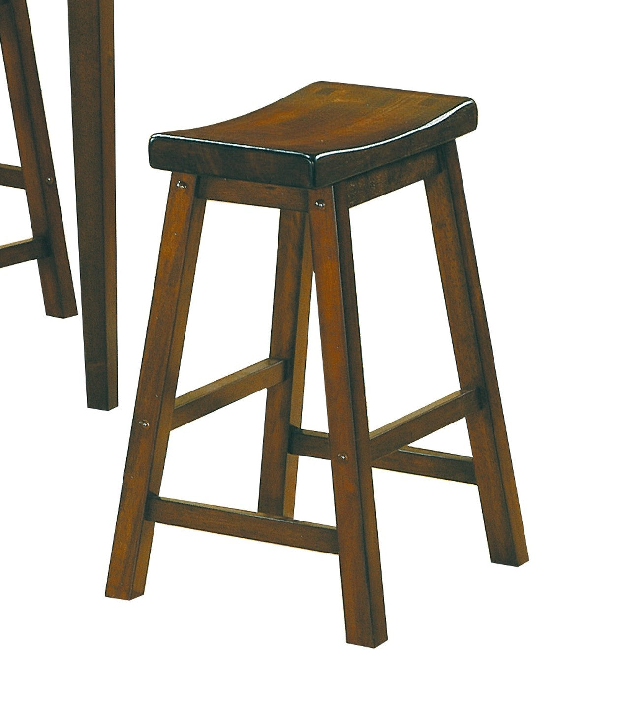18 Inch Solid Wood Saddle Seat Bar Stools Set of 2 - Cherry Finish Counter Height Stools for Kitchen Island, Breakfast Nook & Casual Dining - Rustic Home Furniture