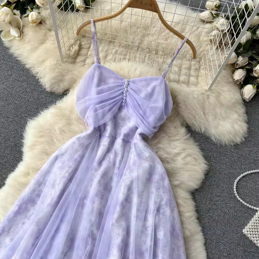 Elegant French Pink Summer Dress - Sweet Fairy Style for Women | Perfect for Weddings, Parties & Special Occasions