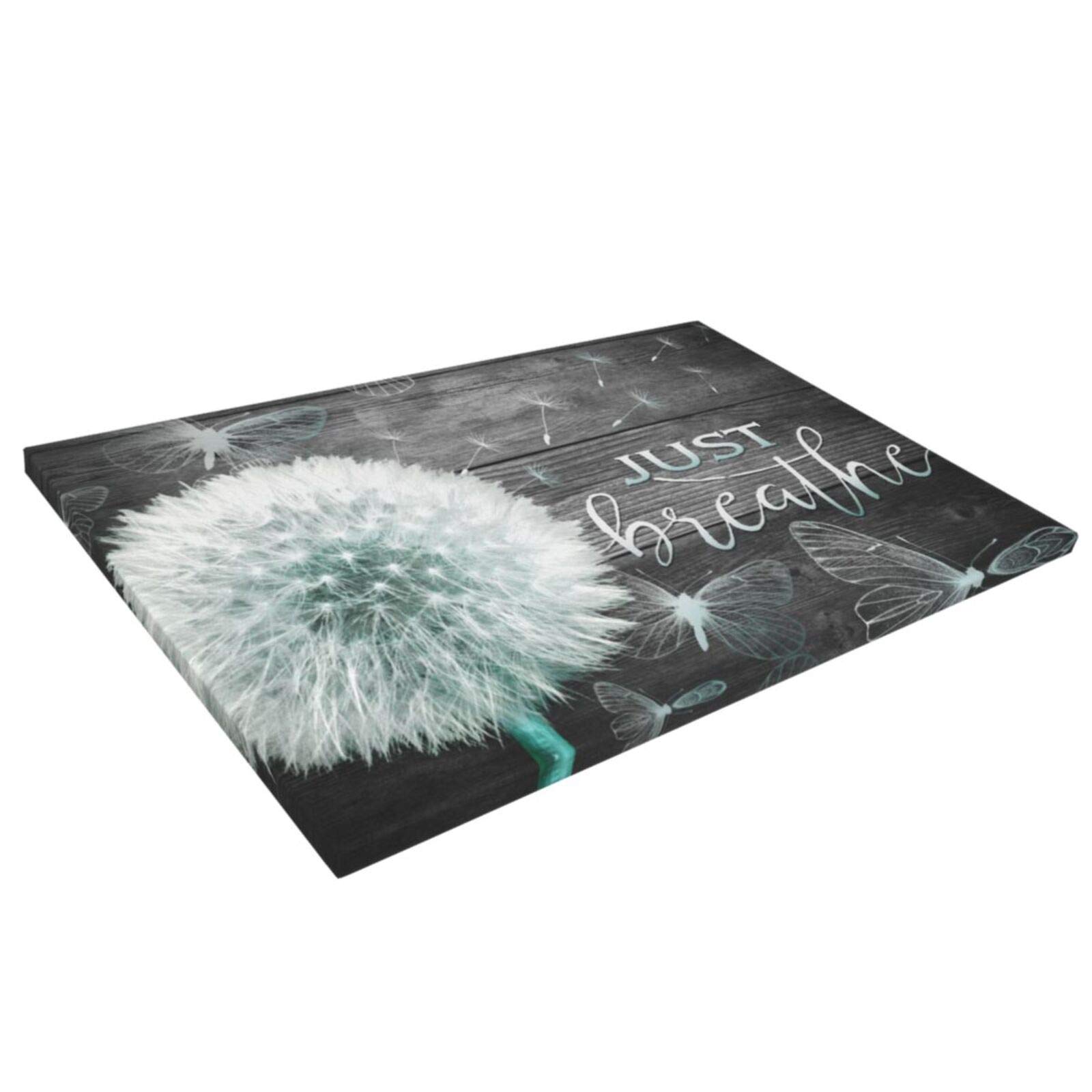 BOLDROLE Just Breathe Gray Dandelion Canvas Wall Art - 16x24 Inch Framed Ready to Hang Floral Print for Living Room, Bathroom, Bedroom & Office Decor - Perfect for Home, Spa Relaxation & Meditation Spaces