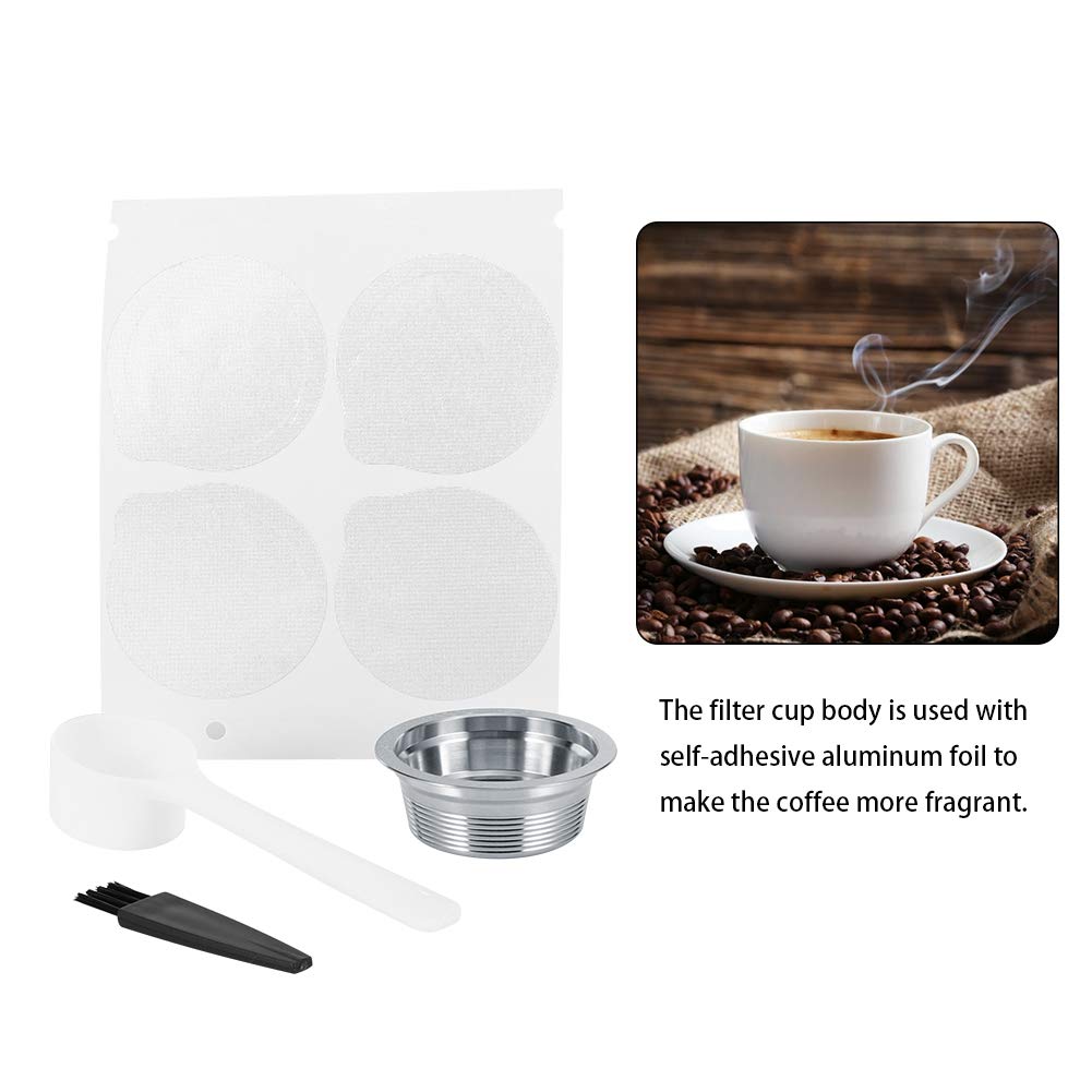 Reusable Stainless Steel Coffee Capsules for LAVAZZA A MODO MIO - Refillable Espresso Pods with Lids, Spoon & Brush - Perfect for Home & Office Coffee Brewing