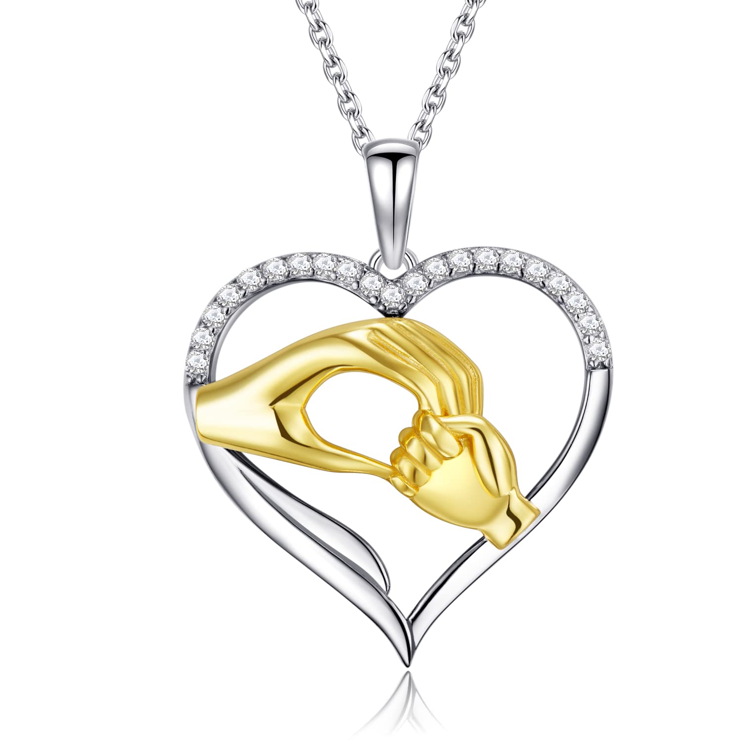 925 Sterling Silver Mom Love Heart Necklace for Women - Elegant Mother & Child Jewelry Gift for Birthday, Anniversary, Mother's Day - Perfect for Grandmother, Daughter, Wife - Comes with Gift Box (Ideal for Special Occasions & Everyday Wear)