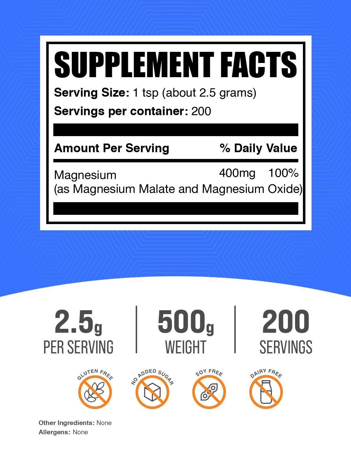Premium Magnesium Malate Powder Supplement - Supports Muscle Recovery, Energy & Sleep - Vegan & Non-GMO - Ideal for Athletes, Fitness & Stress Relief