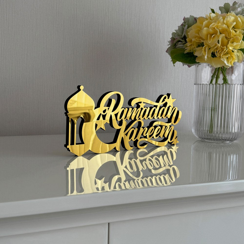 Ramadan Kareem English Calligraphy Islamic Wall Art - Elegant Arabic Calligraphy Decor for Home, Mosque & Office - Perfect Muslim Gift for Eid, Ramadan & Islamic Holidays
