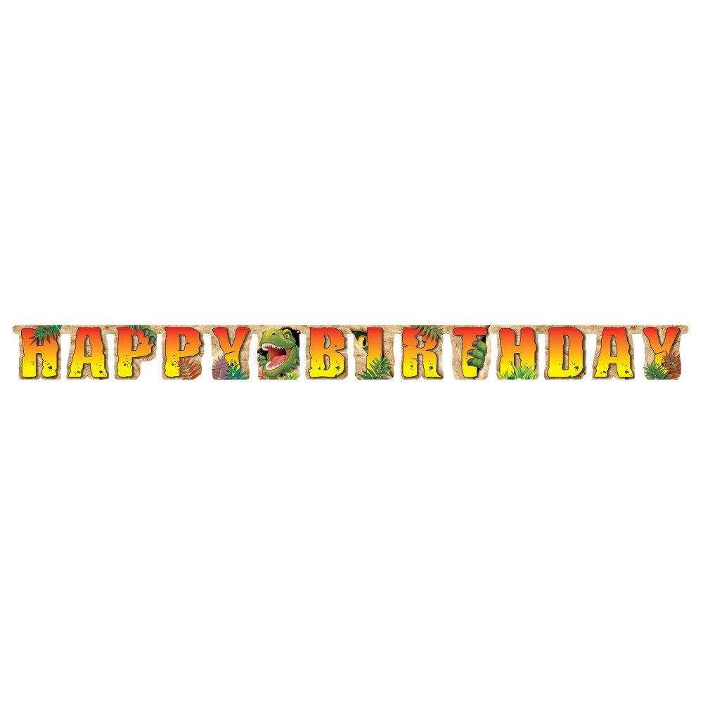 Dinosaur Jointed Birthday Banner - Colorful Prehistoric Party Decor for Kids & Adults - Perfect for Dino Themed Birthday Parties, Baby Showers & Classroom Decorations