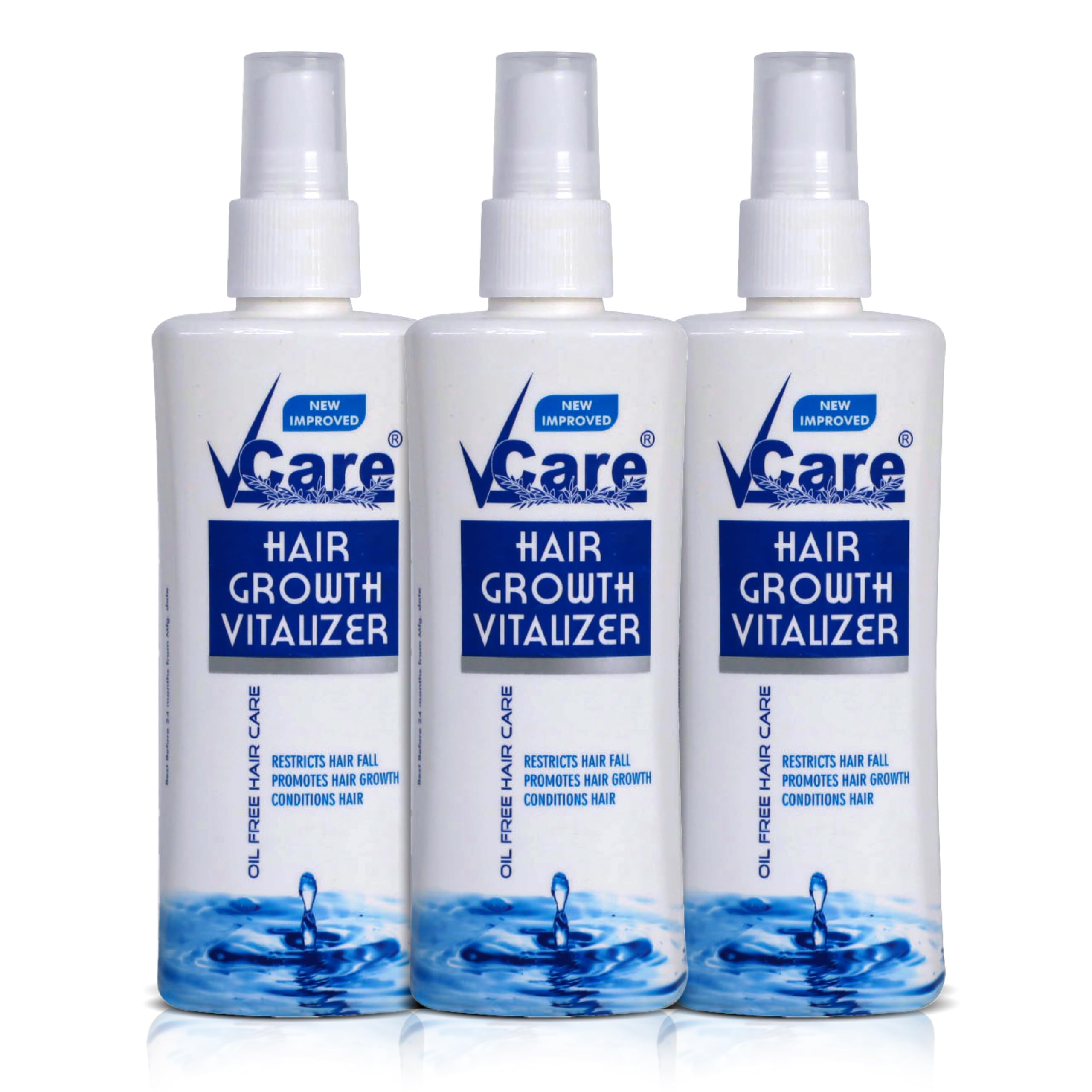 VCare Hair Growth Vitalizer for Frizzy Hair & Scalp Moisturizer | Reduces Hair Fall & Controls Dandruff | Sulfate-Free, Paraben-Free, Cruelty-Free Serum (3-Pack, 100ml) | Perfect for Daily Hair Care & Scalp Treatment