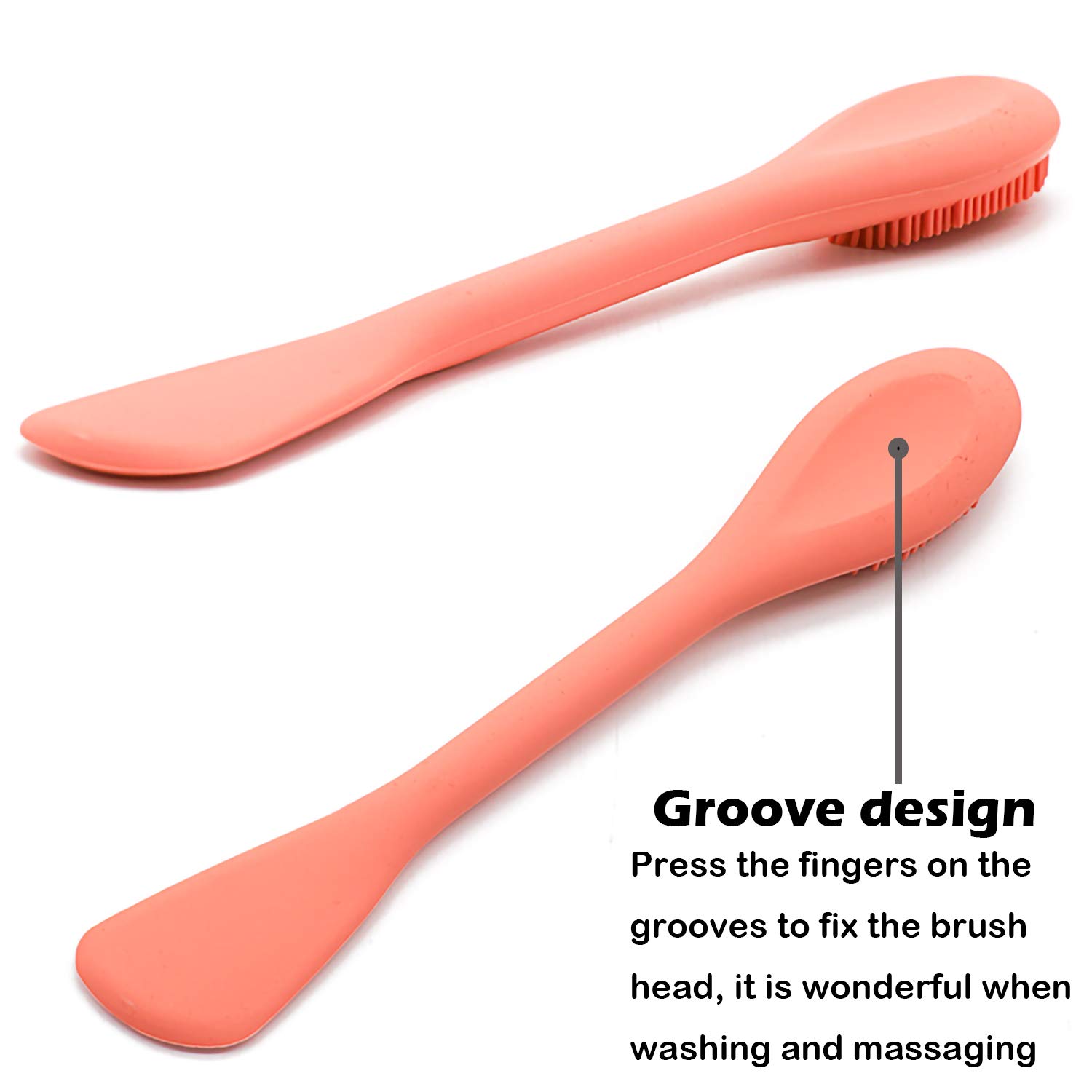 **Rampula Silicone Face Mask Brush - Flexible Facial Mud & Clay Mask Applicator Tool for Moisturizers, Charcoal & Body Lotions (Orange & Dark Blue) - Perfect for Spa, Skincare & At-Home Facial Treatments**