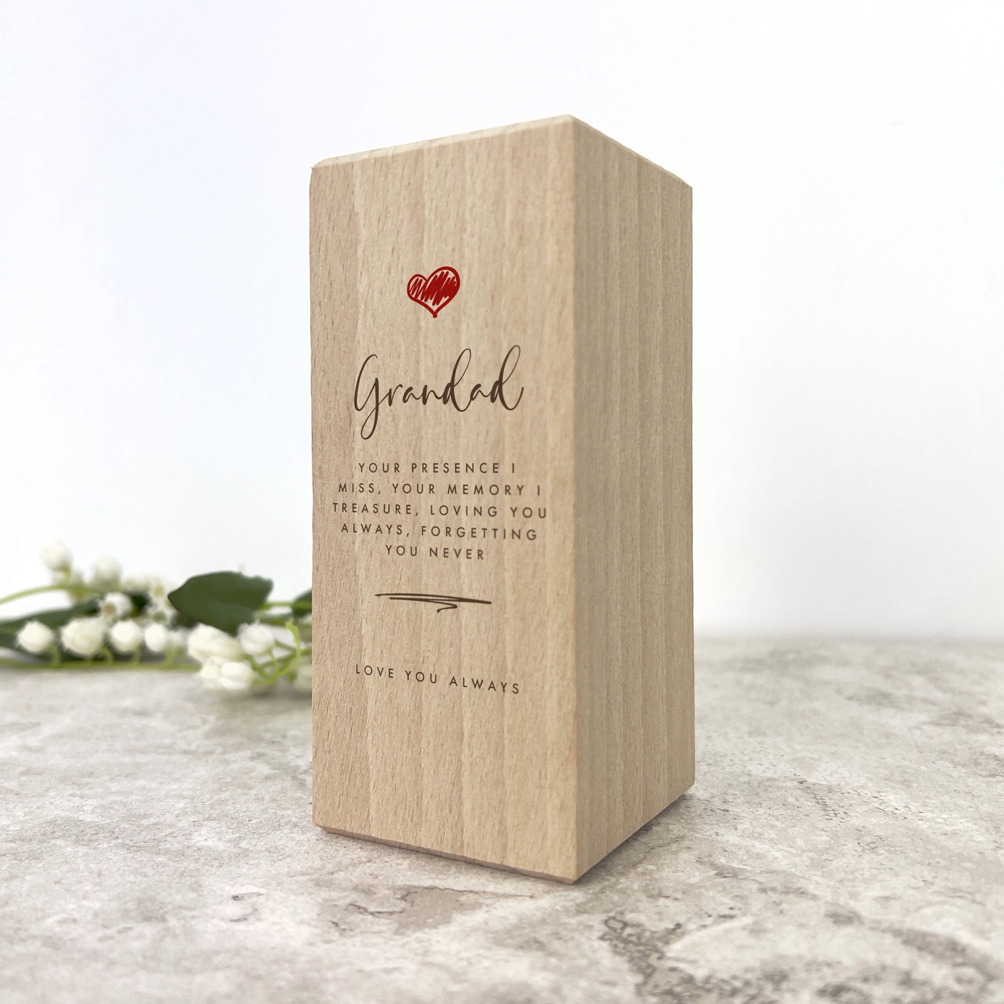 Personalized Red Heart Solid Wood Tea Light Holder - Engrave Any Message - 2 Sizes for Home Decor, Wedding Favors & Romantic Gifts