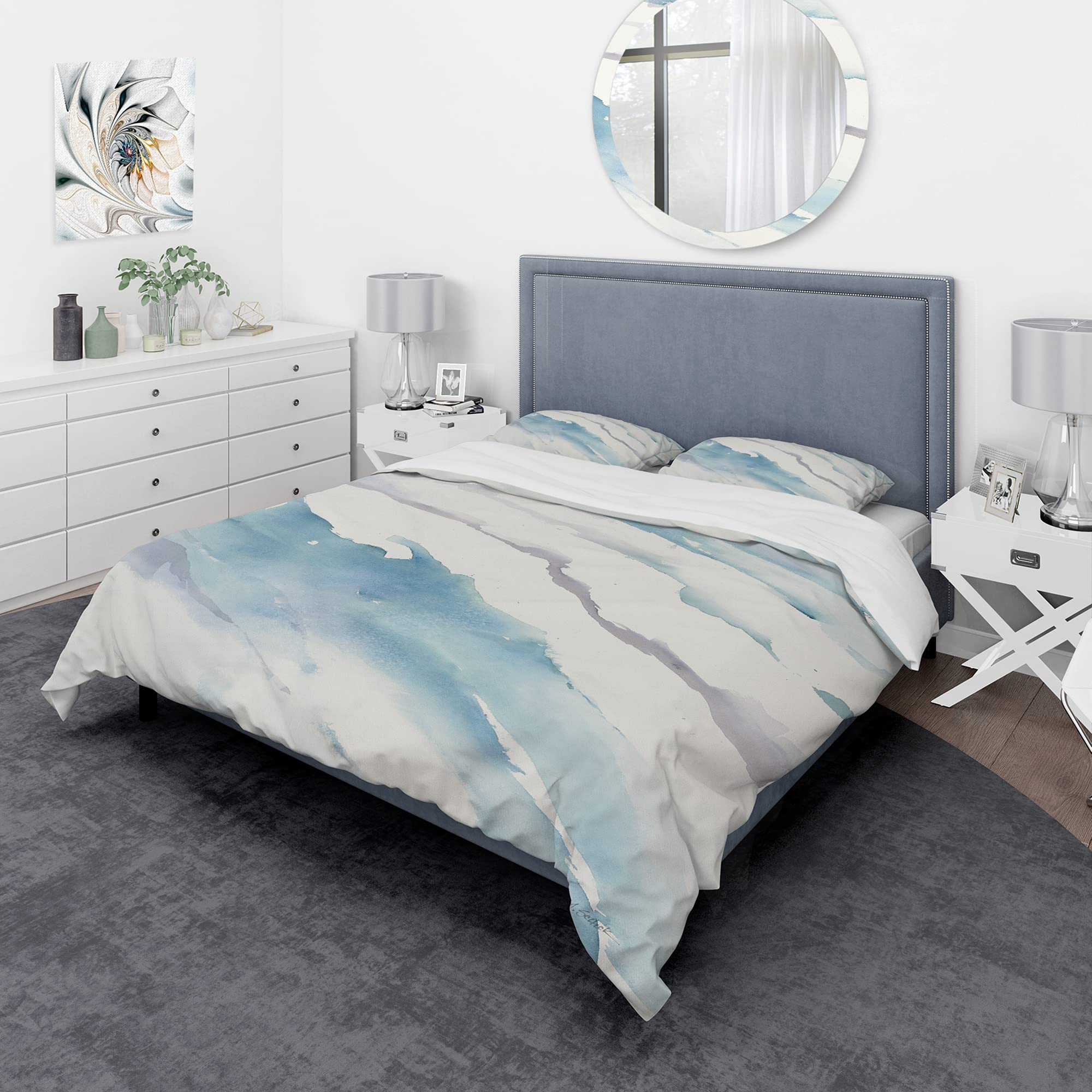 Modern Abstract Drift Grey Duvet Cover Set - Twin Size 3-Piece Cottage Bedding | All-Season Comfort for Guest Rooms, Vacation Homes & Cozy Bedrooms