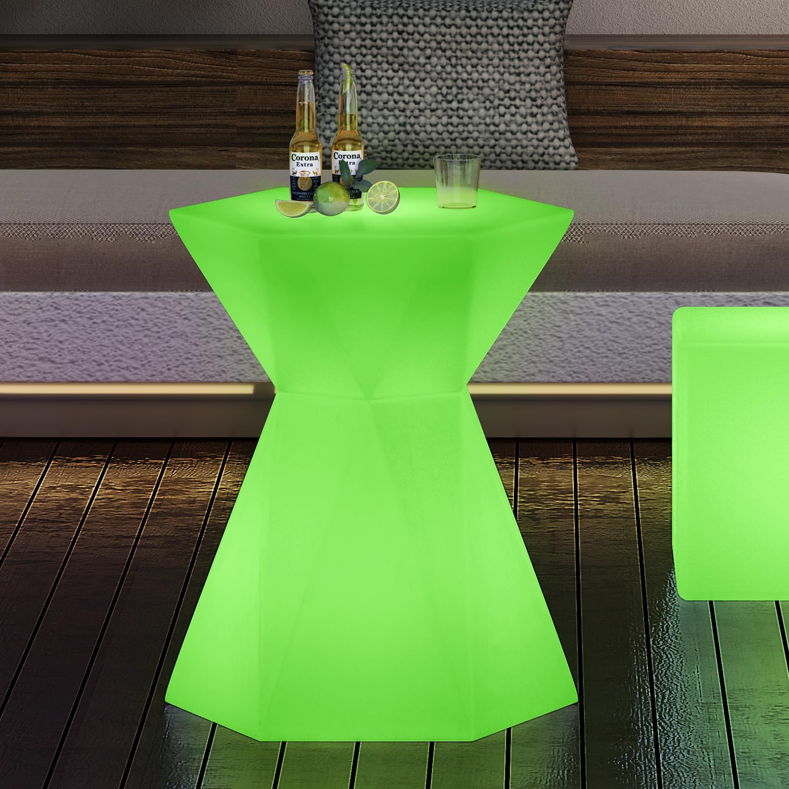 16 Color Changing LED Pub Table with Remote - Hexagonal Waterproof Rechargeable Light Up Cocktail Table for Home, Bar & Party Decor | Mood Lighting for Indoor/Outdoor Entertaining