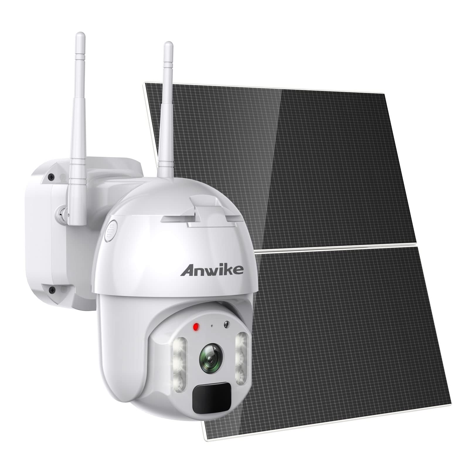 ANWIKE 24/7 Recording Solar Security Camera Outdoor - Wireless PTZ WiFi Camera with Dual Solar Panels, Floodlights, Color Night Vision & 2-Way Audio - IP66 Waterproof for Home, Yard & Business Surveillance