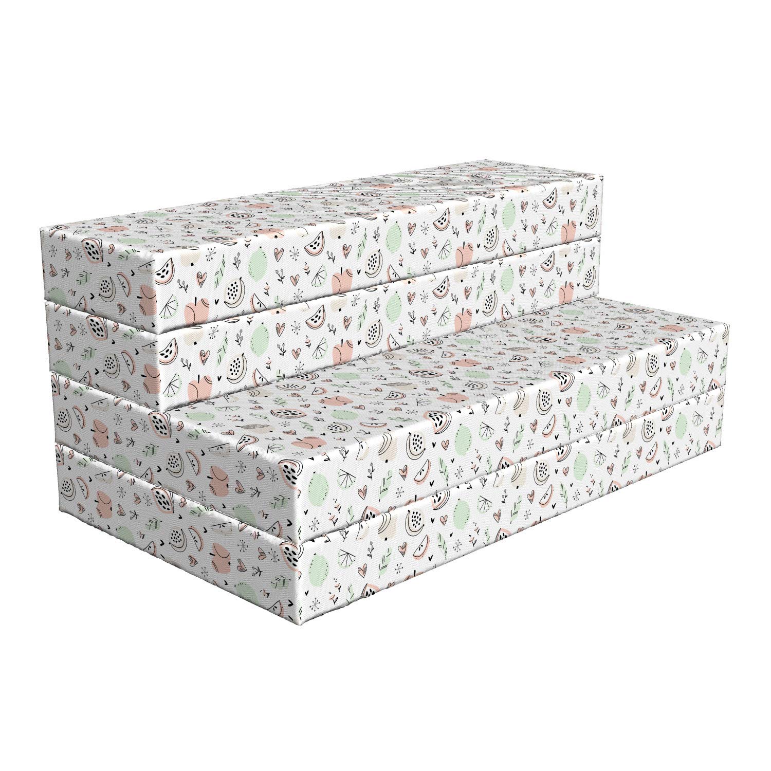 Ambesonne Fruit Print Foldable Mattress - Soft Toned Apples & Lemons Design, 78.7