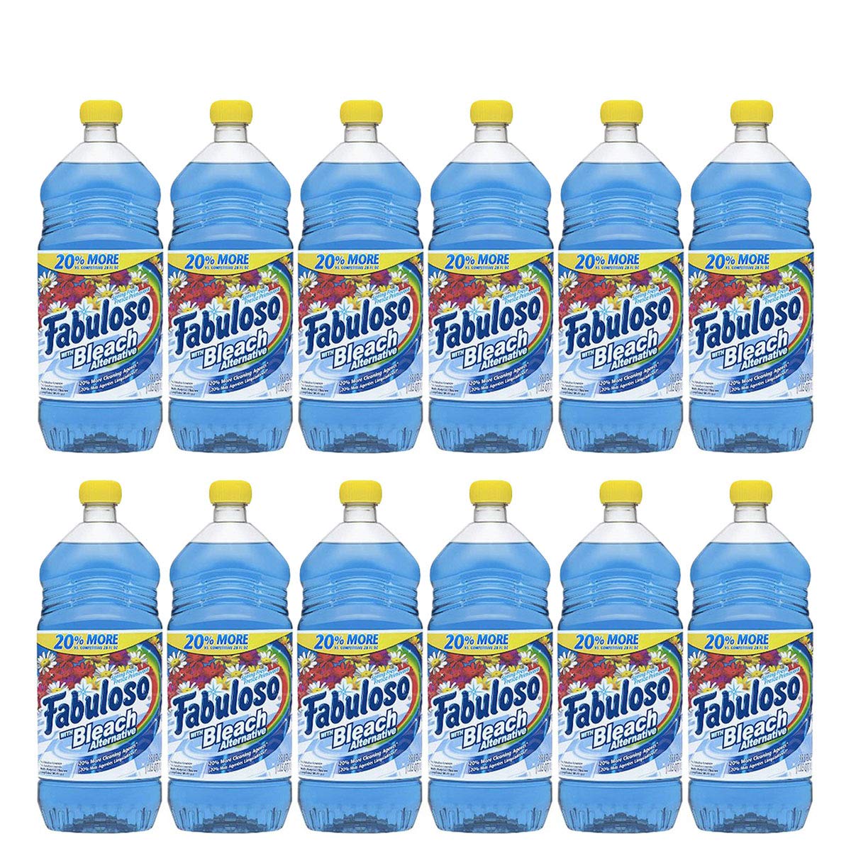 Fabuloso Multi-Surface Cleaner with Bleach Alternative - Spring Fresh Scent, 33.8 fl oz (Pack of 12) | All-Purpose Household Cleaner for Kitchen, Bathroom, Floors & More | Powerful Disinfectant & Deodorizer