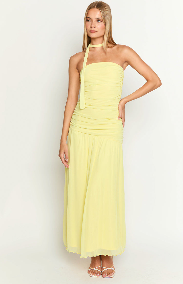 Brayan Yellow Maxi Dress for Women - Flowy Long Summer Dress with Pockets, Boho Beach Dress for Vacation, Party, and Casual Wear
