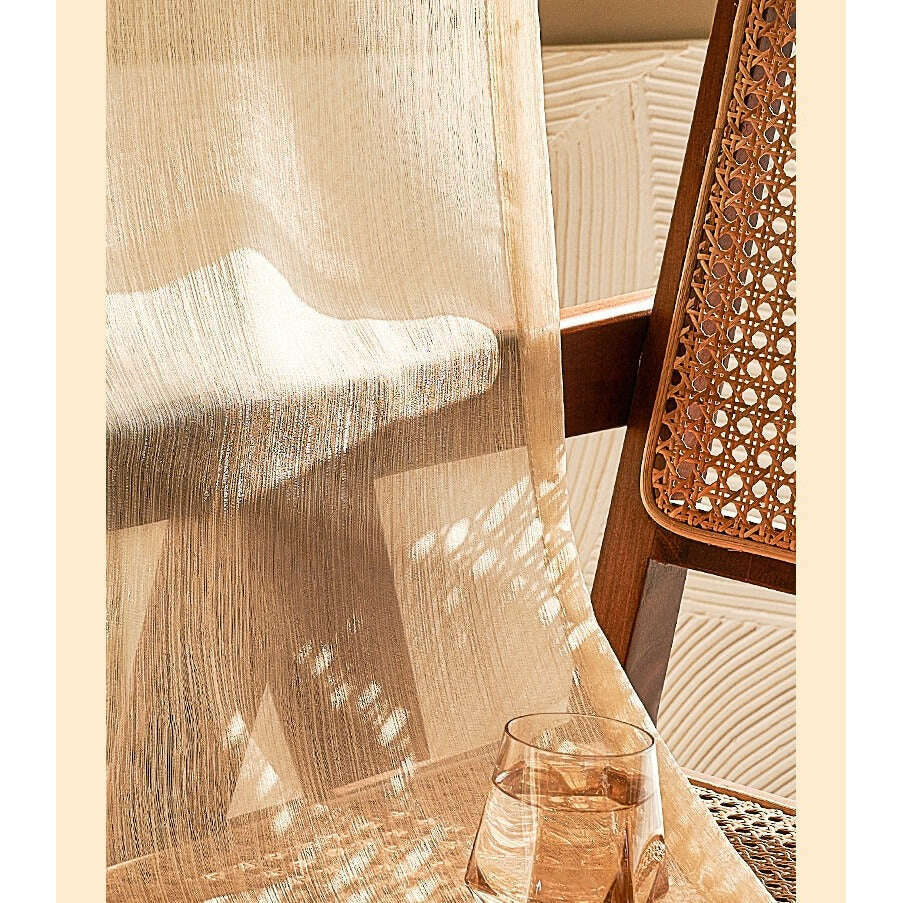 Annapolis Sheer Curtains with Subtle Gold Shimmer - Light Beige Window Drapes for Living Room & Bedroom | Elegant Semi-Transparent Voile Panels for Natural Light Filtering