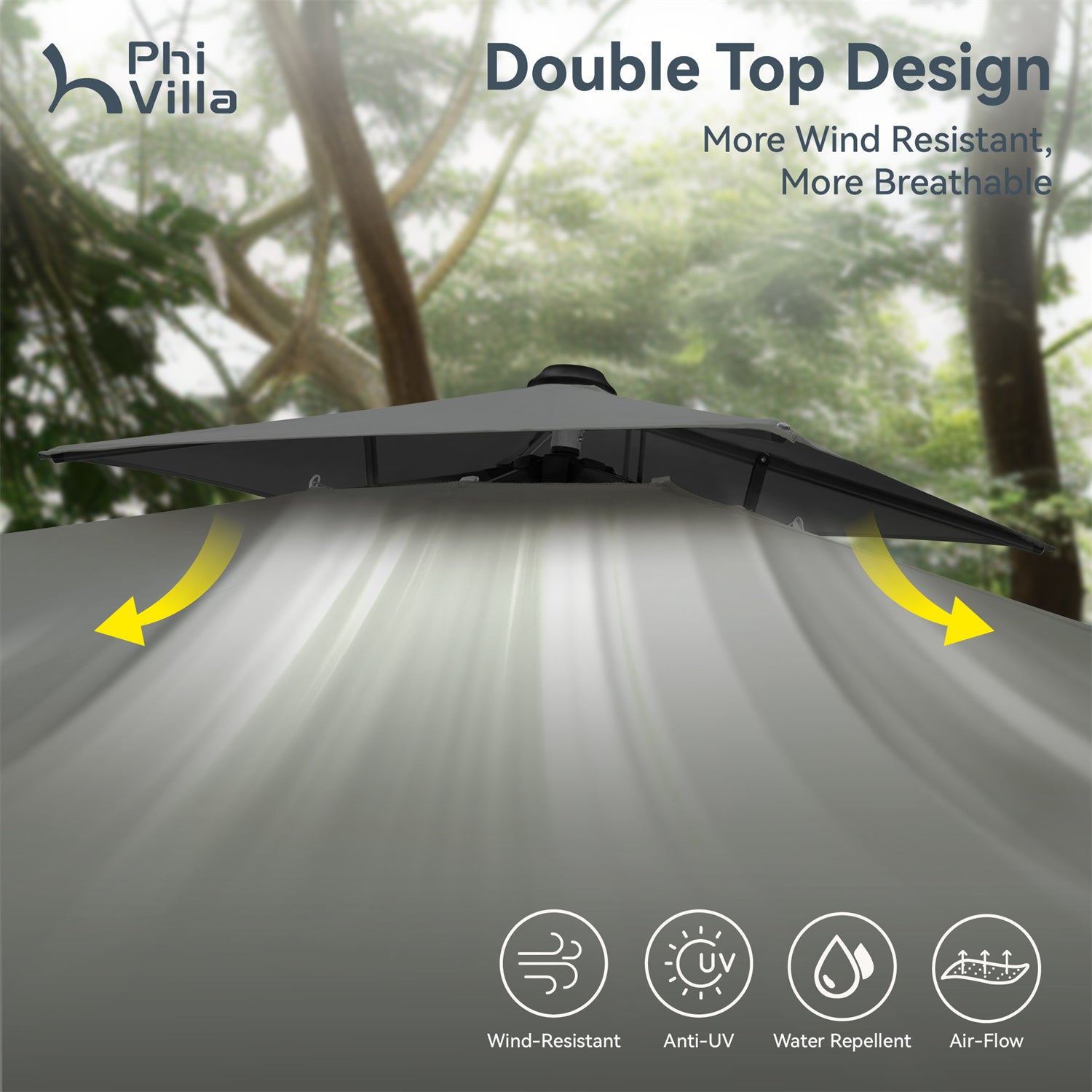 PHI VILLA 10ft Square & Rectangular Patio Cantilever Offset Umbrella - Outdoor Sun Shade for Garden, Poolside, Deck & Backyard - Durable Weather-Resistant Design for Relaxation & Outdoor Dining