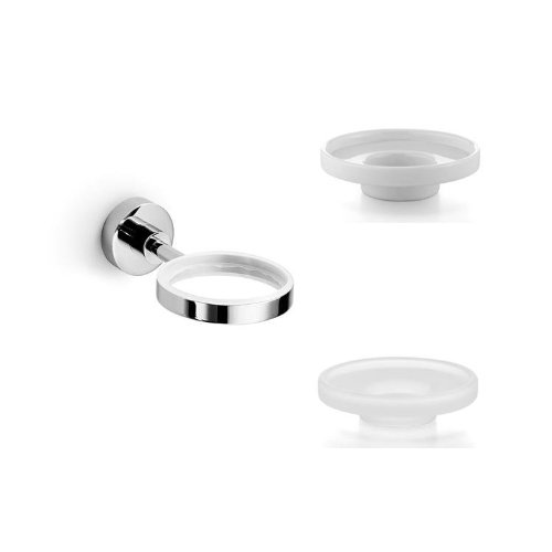 Baketo Wall Mounted Soap Dish - Polished Chrome & Ceramic White - Modern Bathroom Soap Holder for Showers, Sinks, and Vanities - Rustproof & Easy to Clean