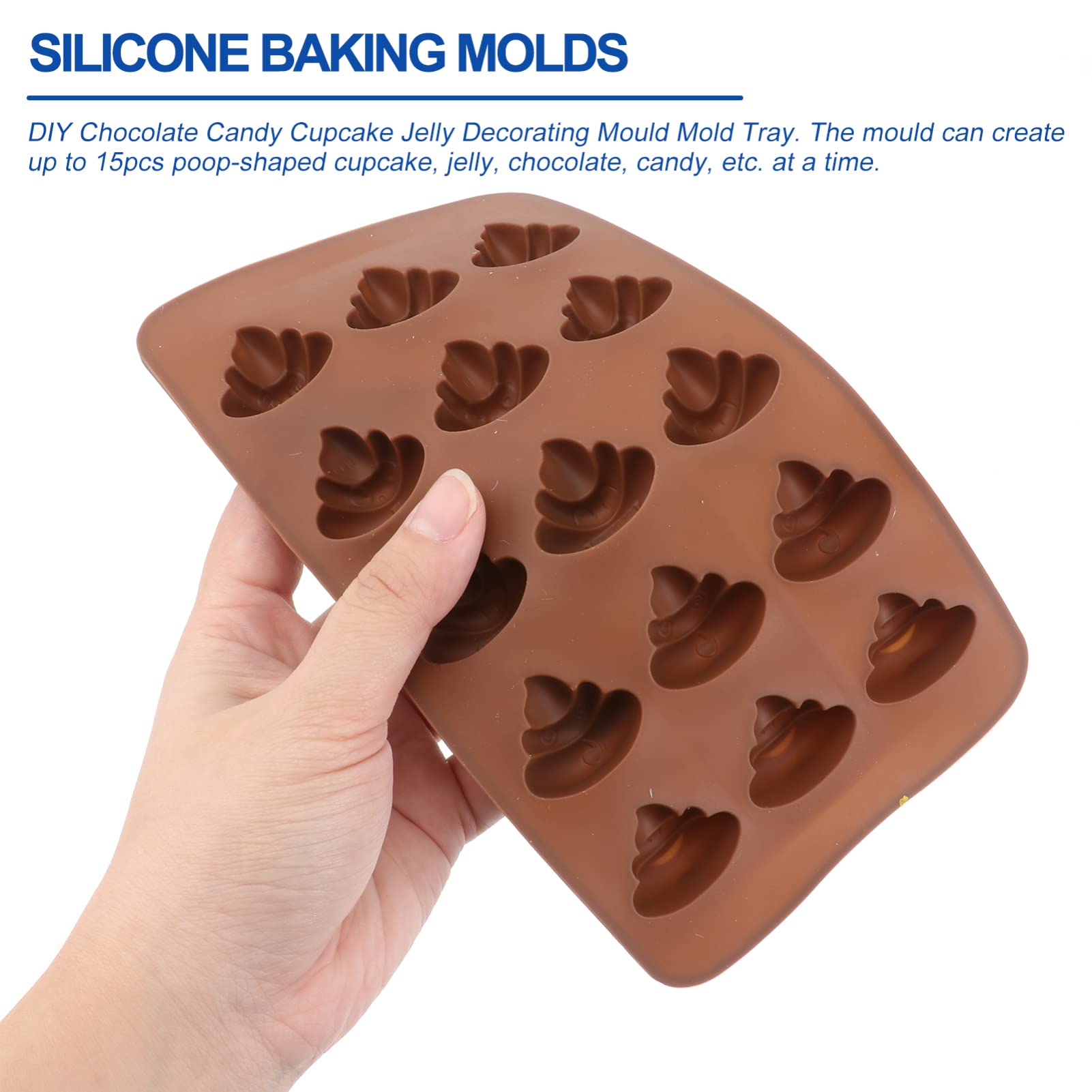 3PCS Silicone Poop Molds for Baking - Funny Poop Emotion Chocolate & Candy Molds - Perfect for Cakes, Puddings, Fondant - Great for Halloween, Birthday Parties & Prank Gifts