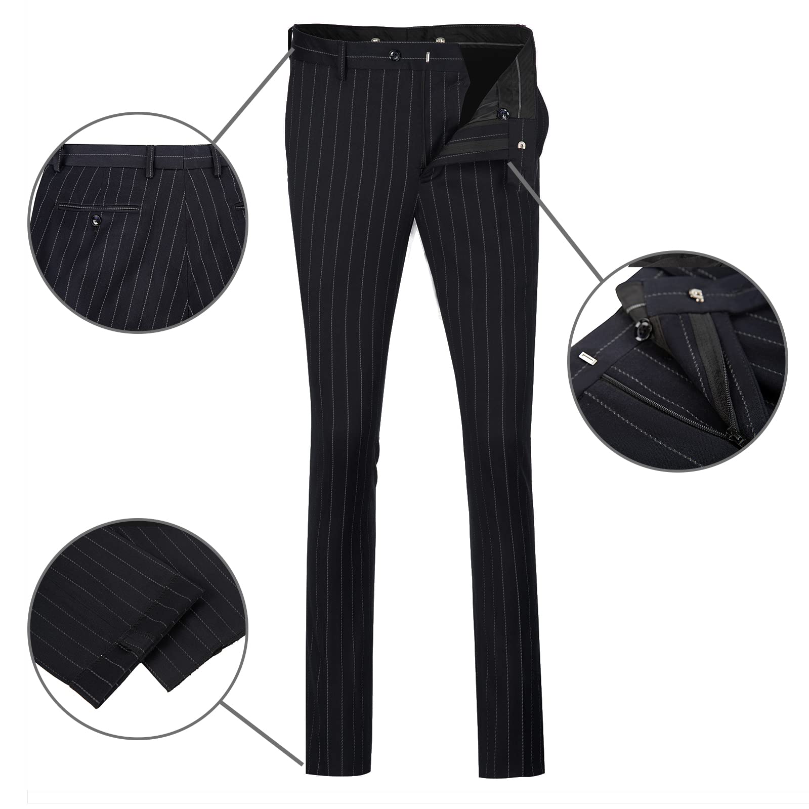 Men's Slim Fit 3-Piece Double Breasted Tuxedo Suit Set with Jacket, Vest & Pants for Wedding, Prom, Gala & Formal Events | Premium Business & Evening Wear