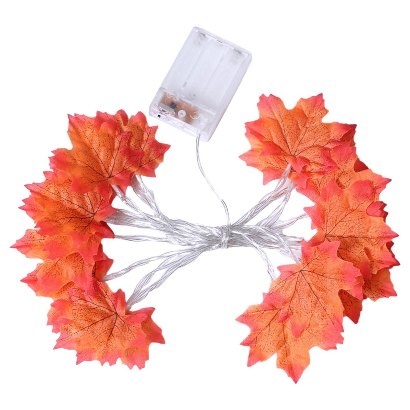 Thanksgiving Halloween LED Maple Leaf String Lights - 10 Meters 80 Lights with Battery Box for Indoor Outdoor Decor | Double Leaf Design with Crease Guards | Perfect for Party, Garden, Patio & Holiday Lighting