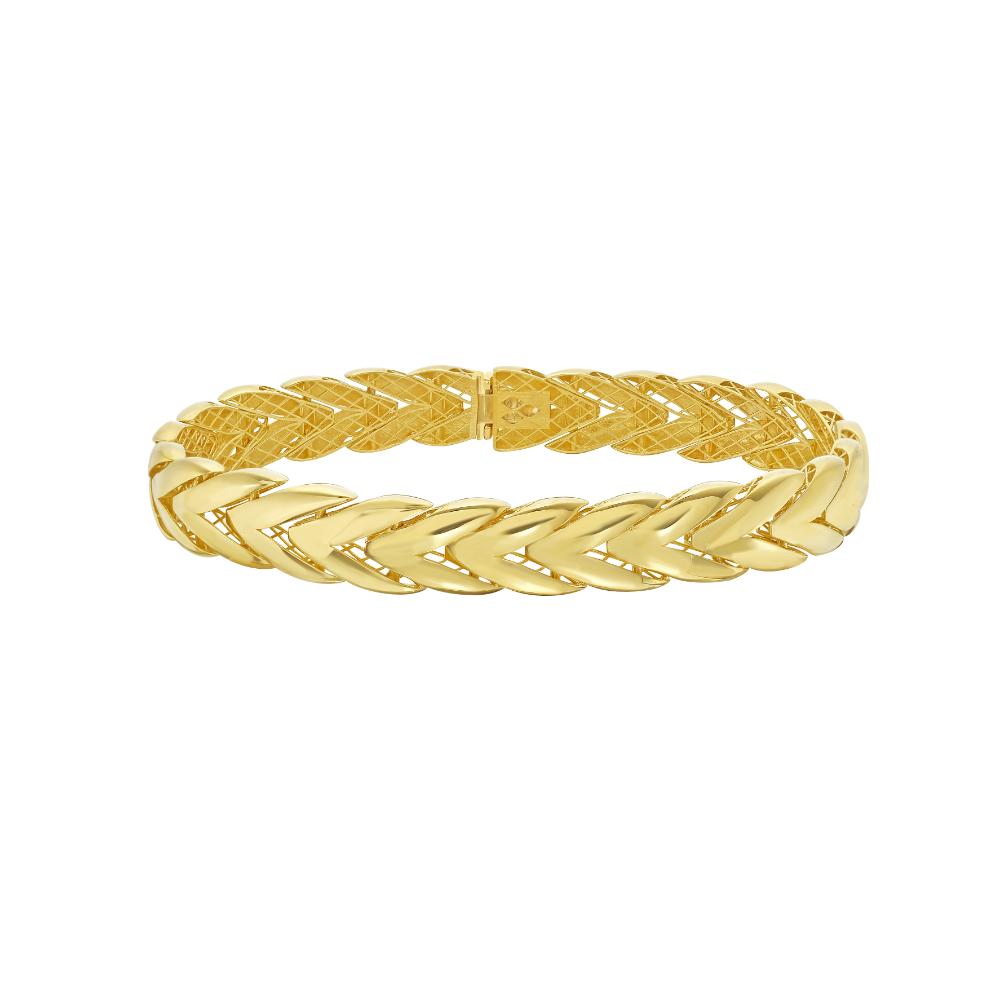 14K Gold Chevron Link Bangle Bracelet for Women - Elegant Stackable Jewelry for Everyday Wear & Special Occasions